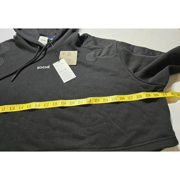 Puma X Koché Hoodie Cropped Sweatshirt Size XL Women's Black Casual Outerwear - Picture 8 of 15